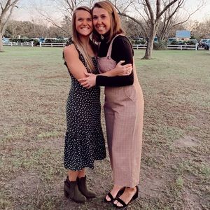 Green polka dot tea length dress